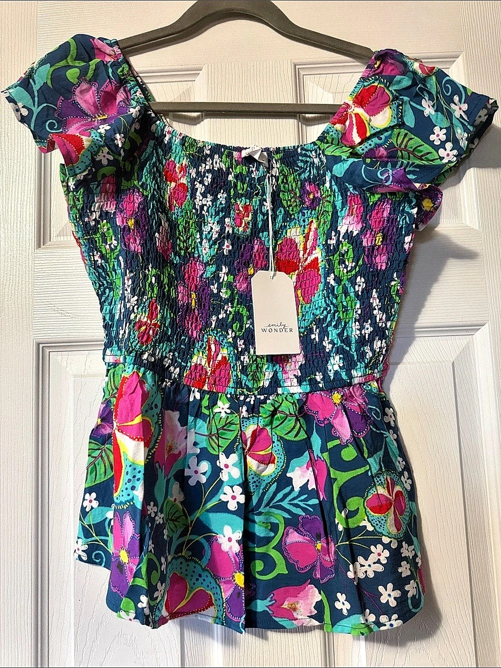 Emily Wonder Floral Dress in Blue & Pink NWT